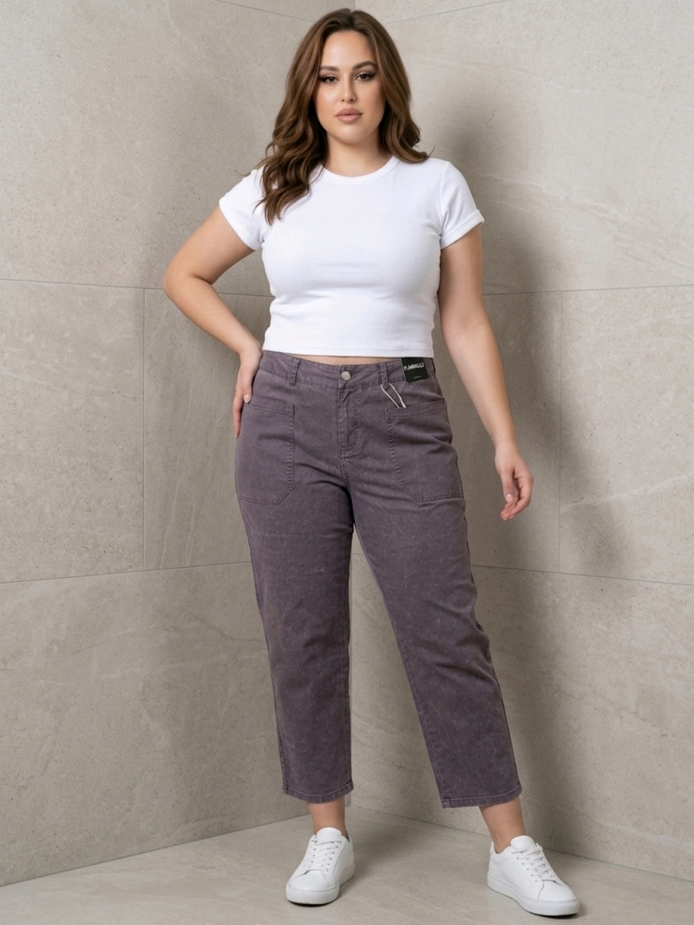 Flamingals Made For Curves Dusty Purple Painter Pants. Size XL